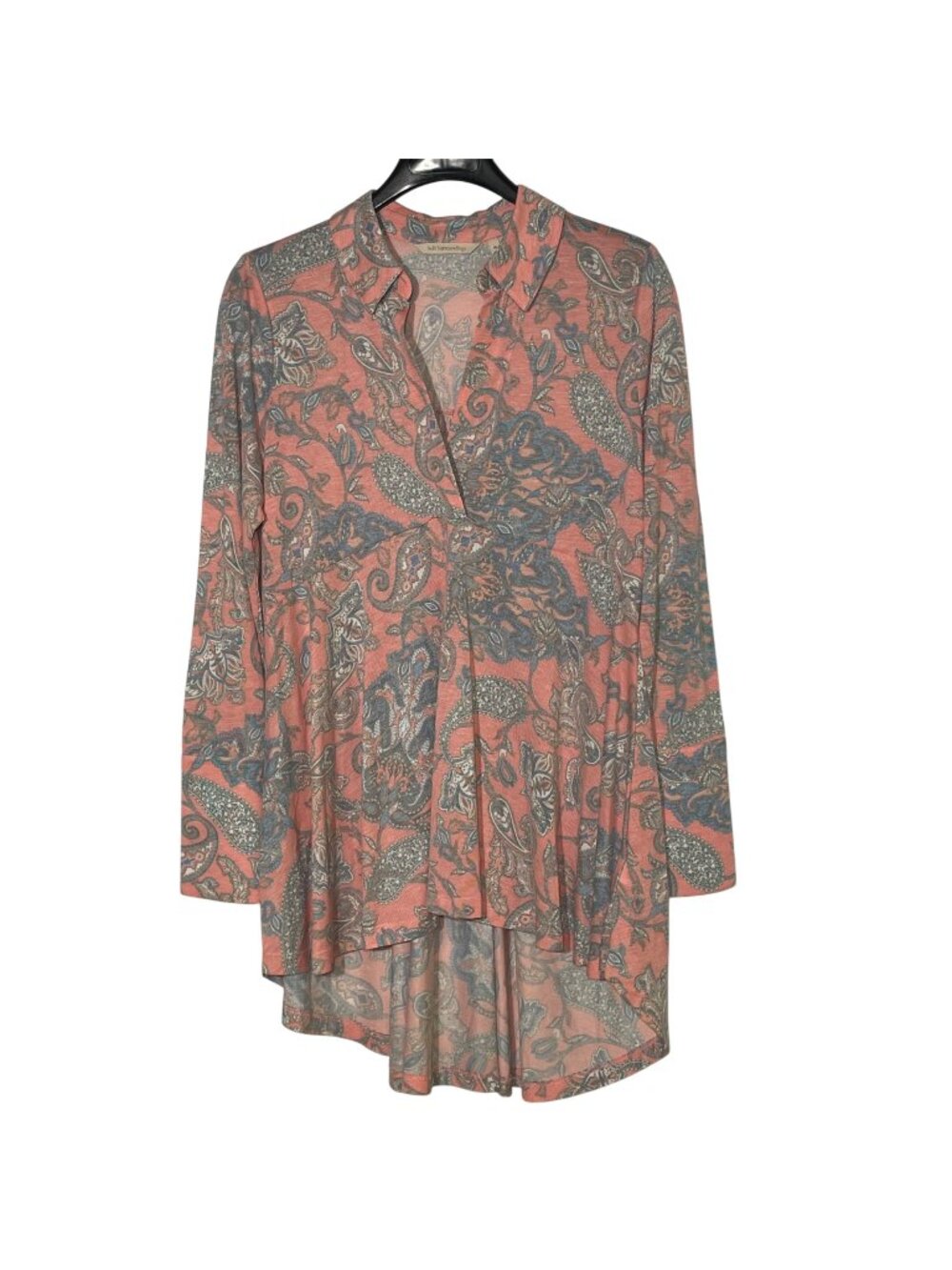 Soft Surroundings Philippa‎ Paisley High Low Popover Tunic Sz MED Button Stretch
